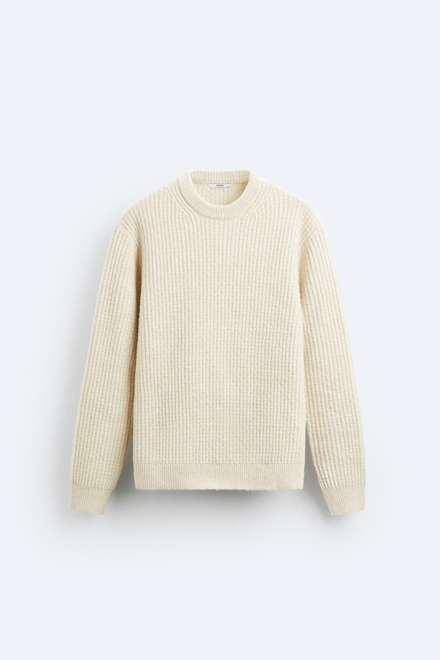 Old Money Gerippter O-Neck Pullover – Braun Mélange