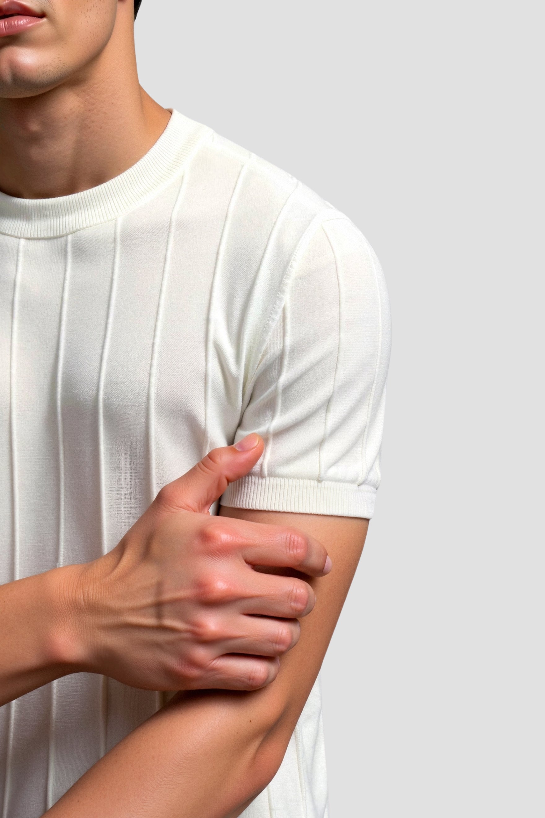 Old Money – Klassisches, schweres T-Shirt mit Rundhalsausschnitt und Streifen