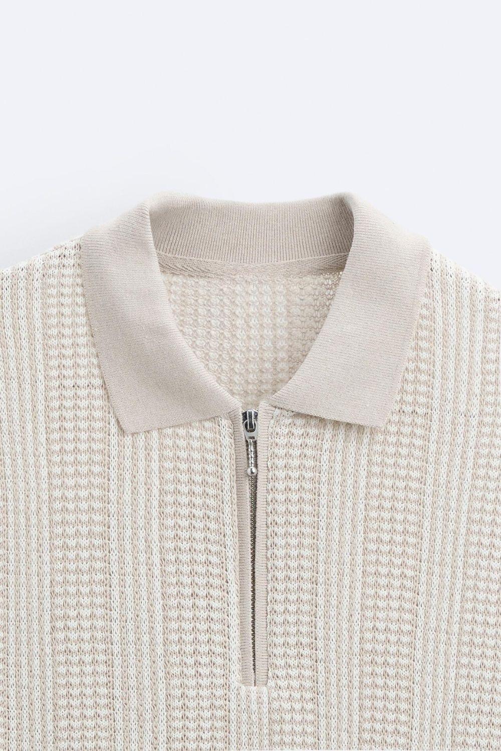 Herren Halbreißverschluss-Polo – Struktur & Nachhaltigkeit im Old Money Stil