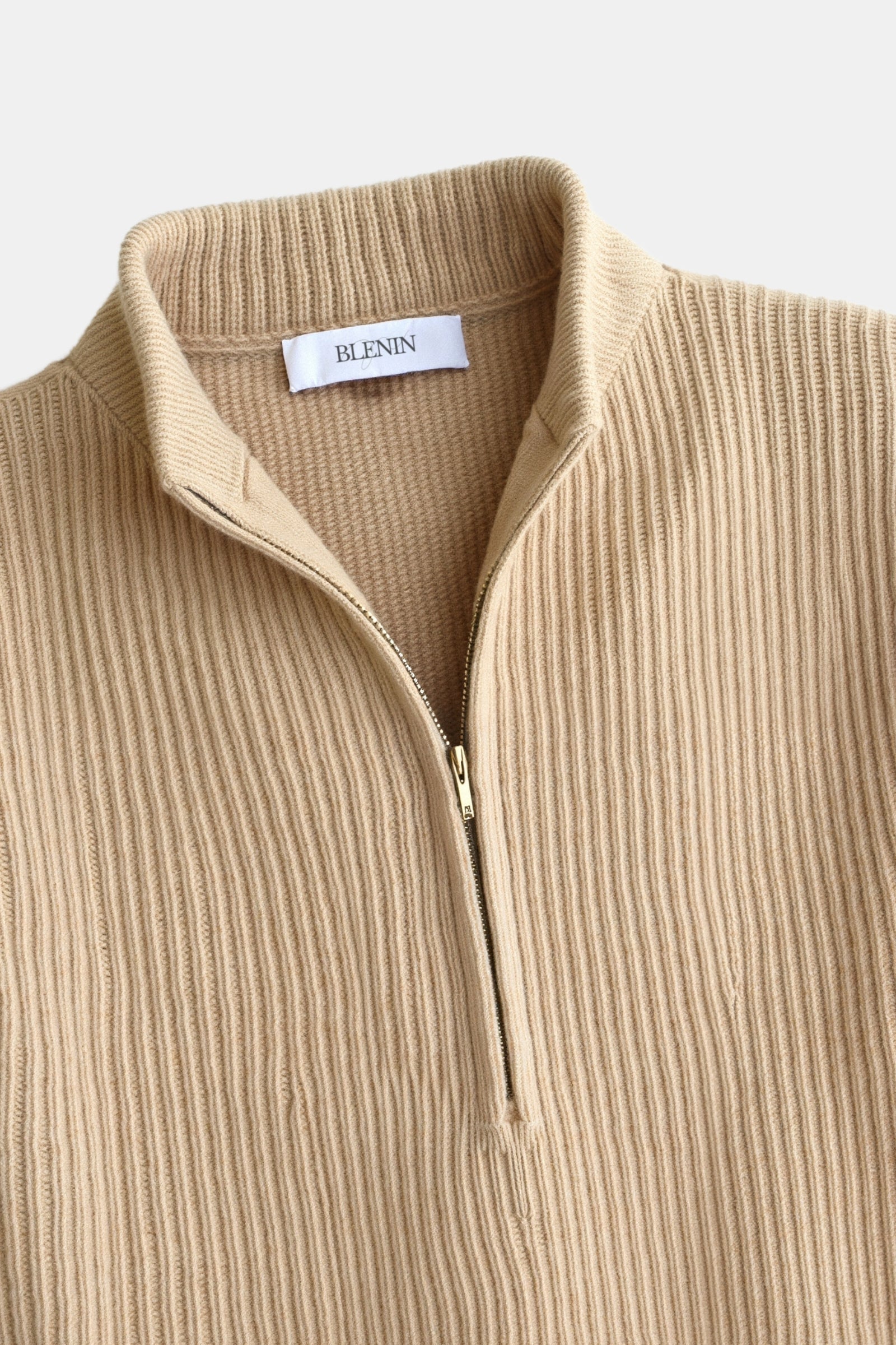 Old Money Strickpullover mit Reißverschluss – Baumwolle