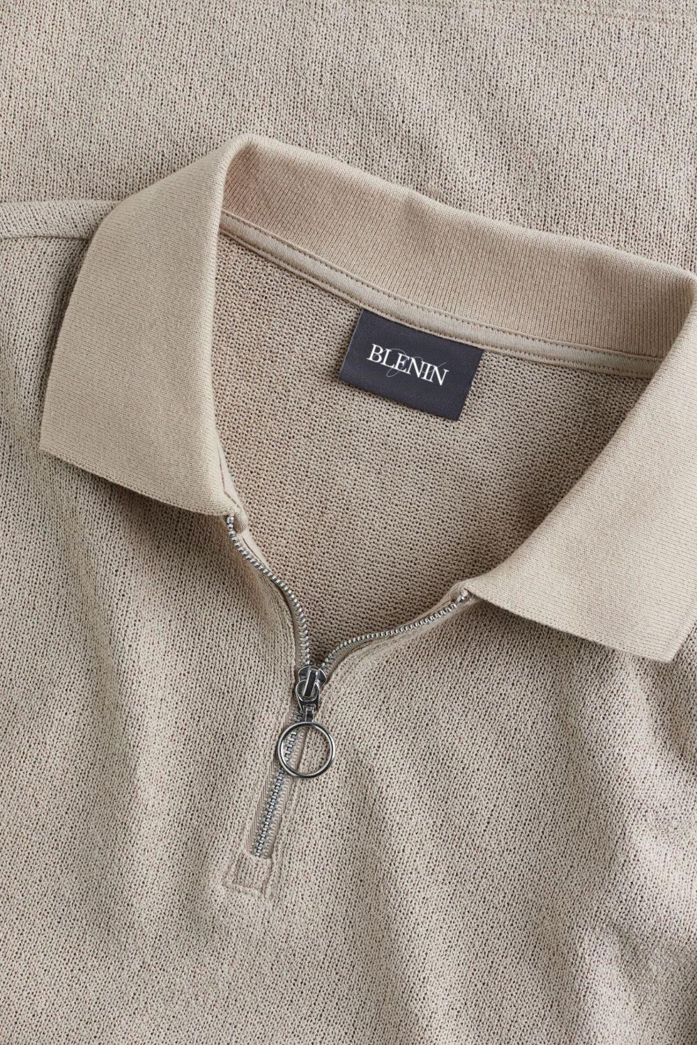 Herren Halbreißverschluss-Polo – Baumwollmix im Old Money Stil