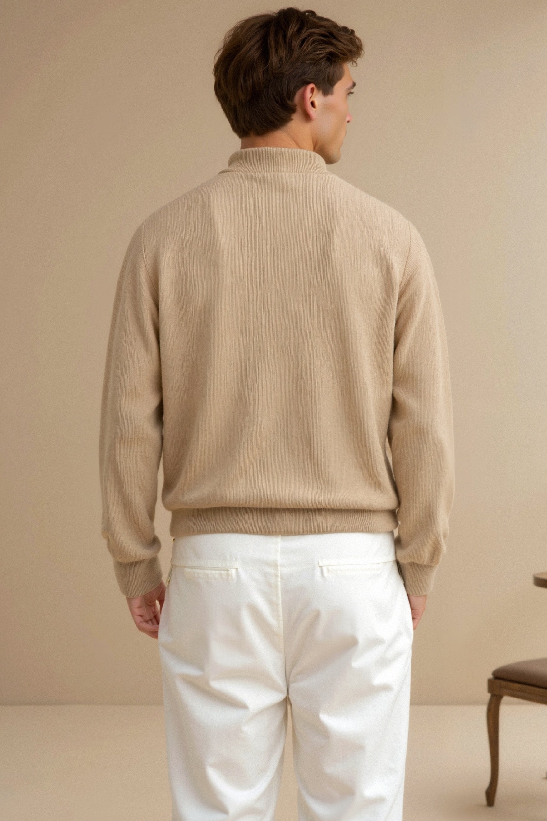 Old Money Strickpullover mit Reißverschluss – Baumwolle