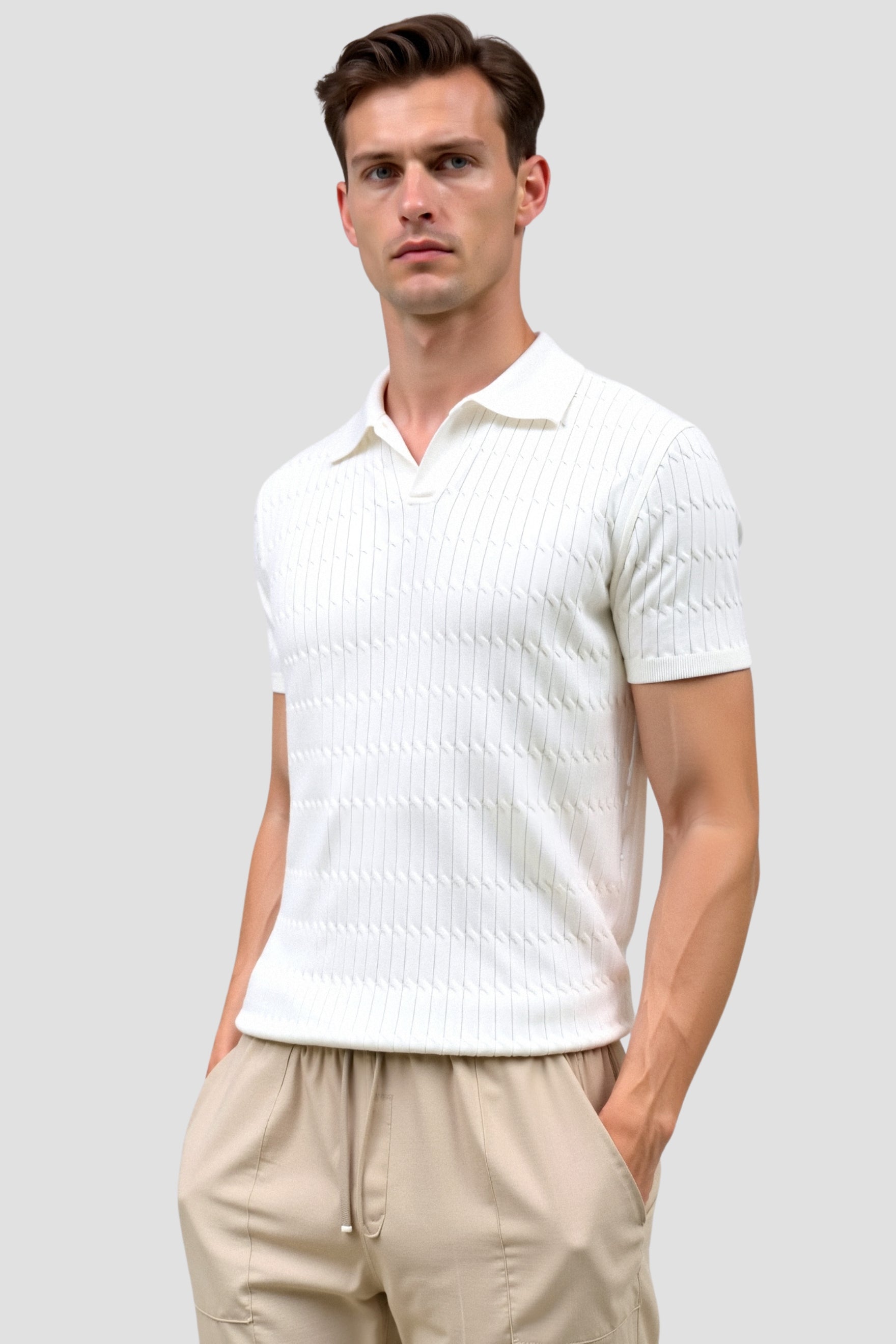 Herren Strickpolo – Viskosemix mit Umlegekragen im Old Money Stil