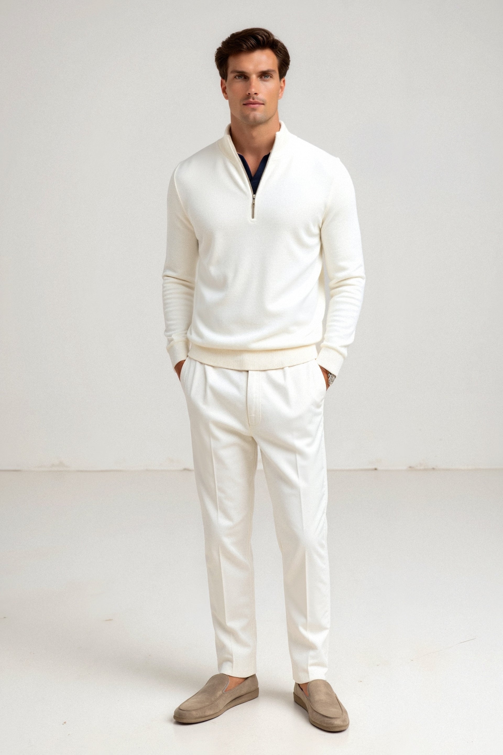 Old Money Klassischer Strickpullover mit Zipper – Lockerer Schnitt