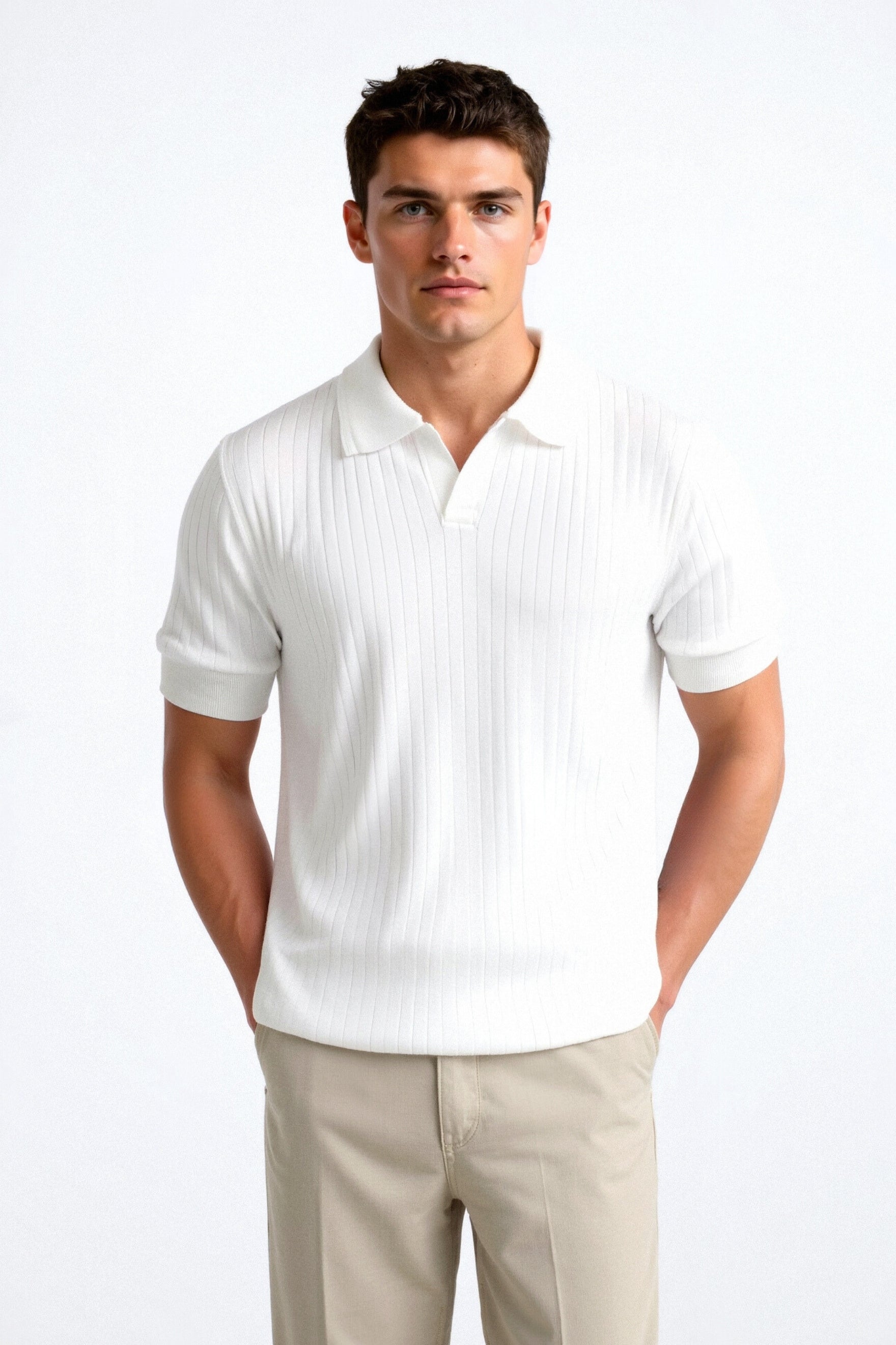 Herren Polo Shirt – Baumwolle & Seide mit Streifen im Old Money Stil
