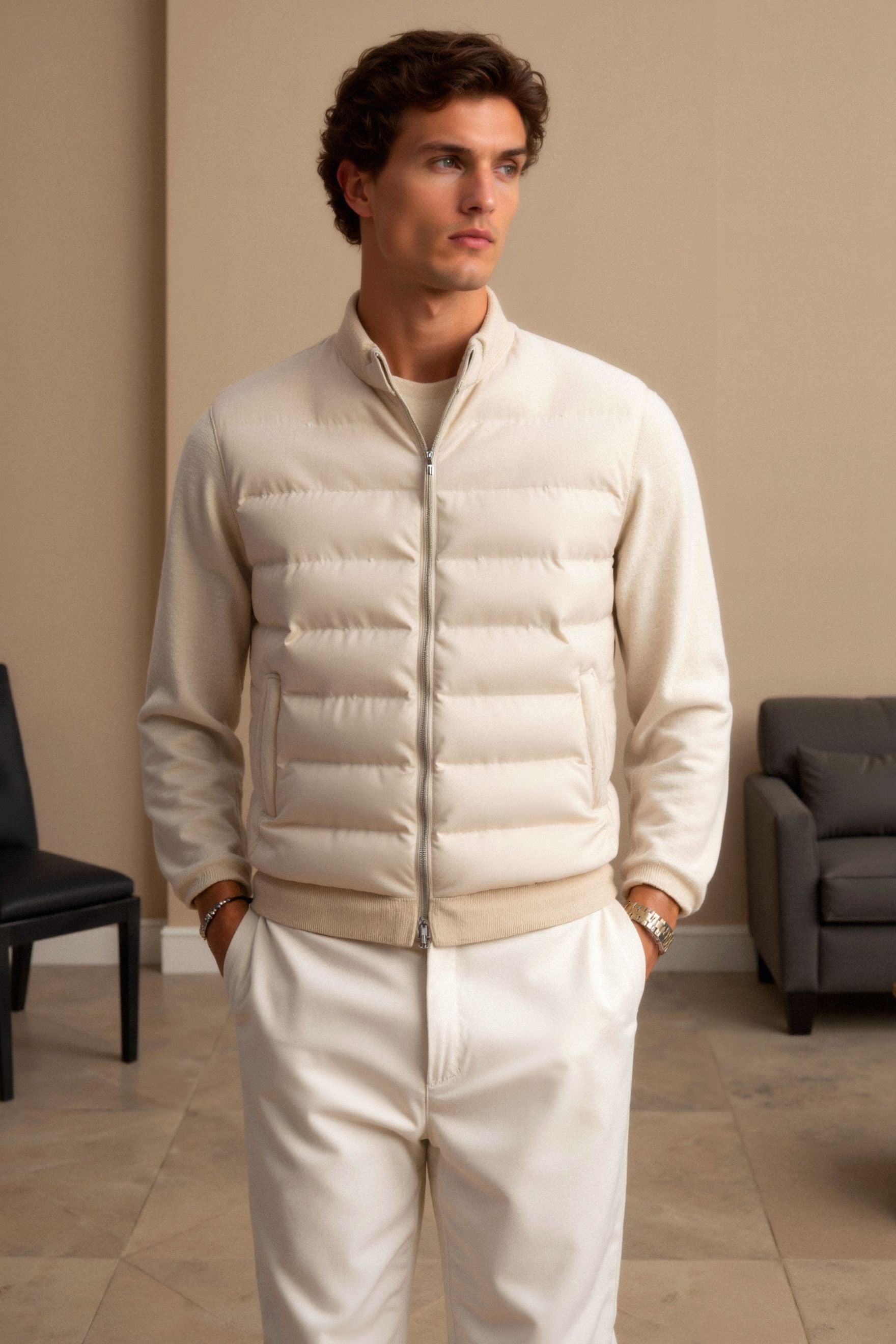 Herren Weste mit Stehkragen – Klassischer Business-Look aus Funktionsmaterial