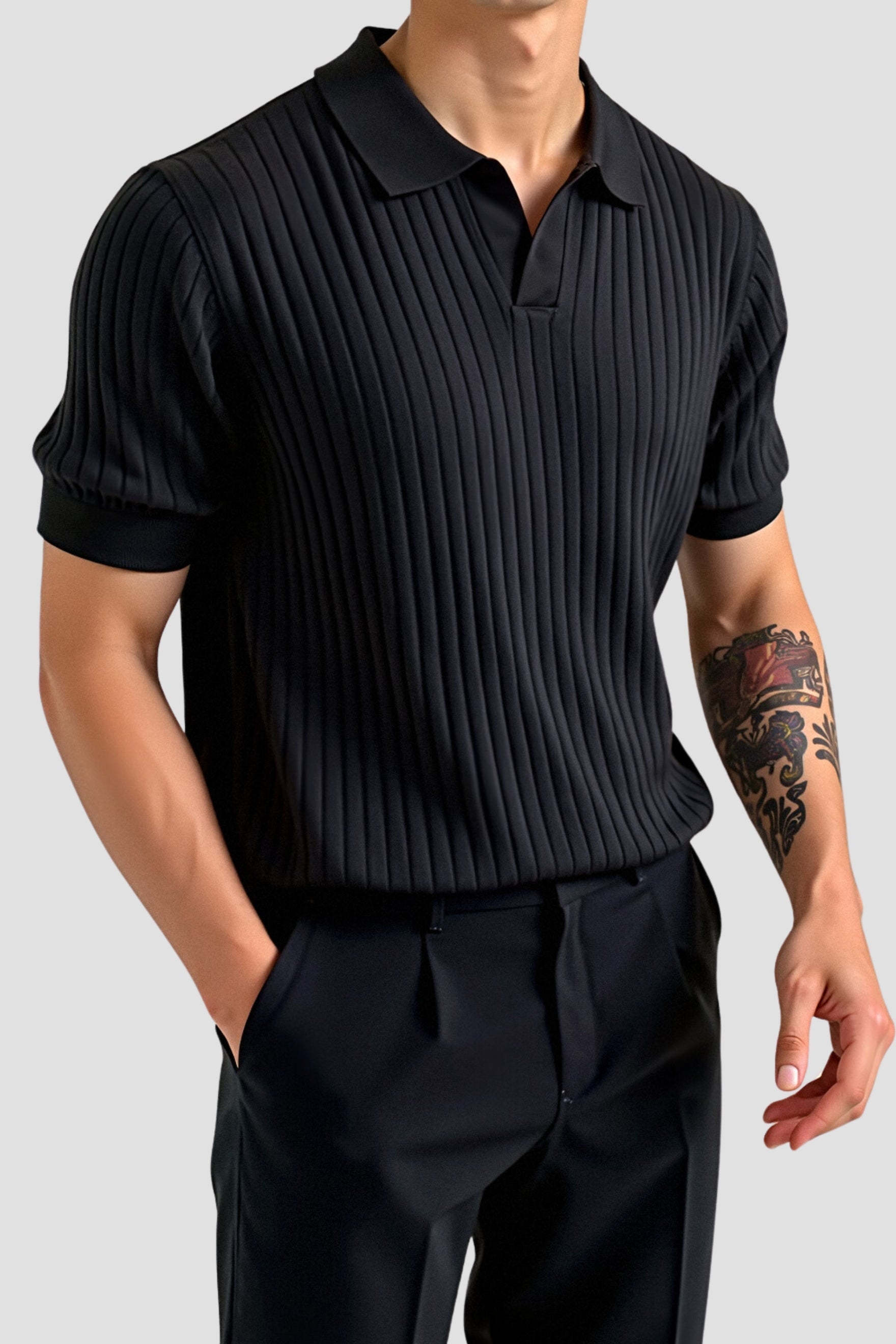 Herren Polo Shirt – Baumwolle & Seide mit Streifen im Old Money Stil