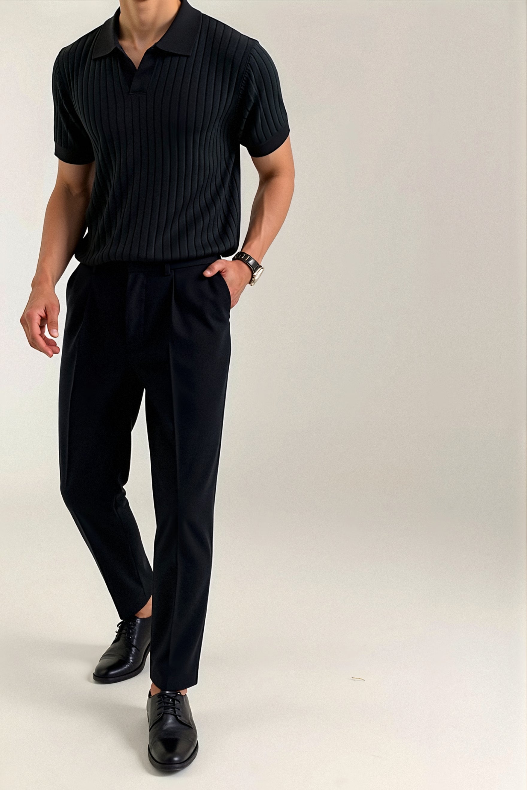 Herren Polo Shirt – Baumwolle & Seide mit Streifen im Old Money Stil