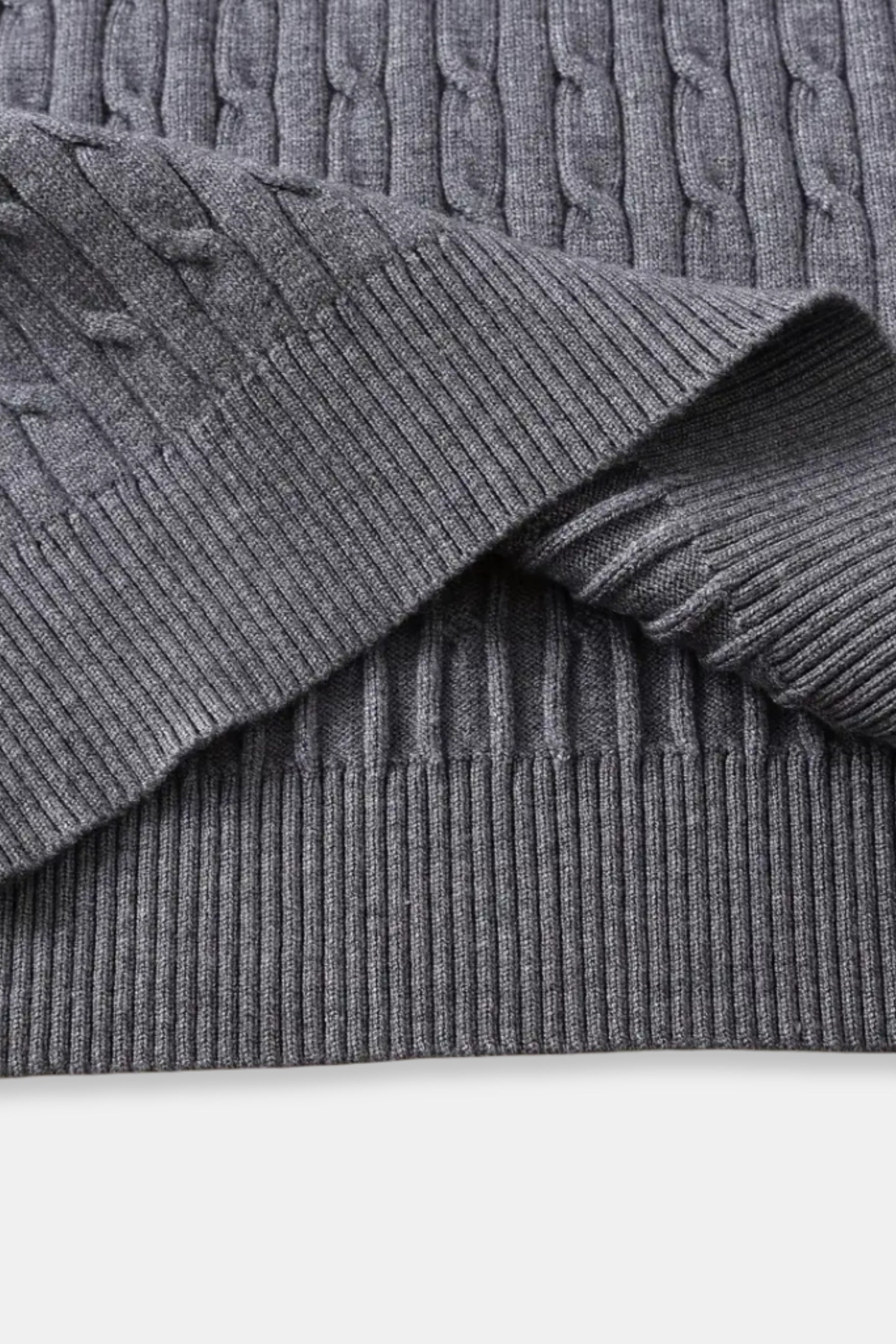 Herren Zopfmuster-Zip-Pullover – Stehkragen im Smart Luxury Stil