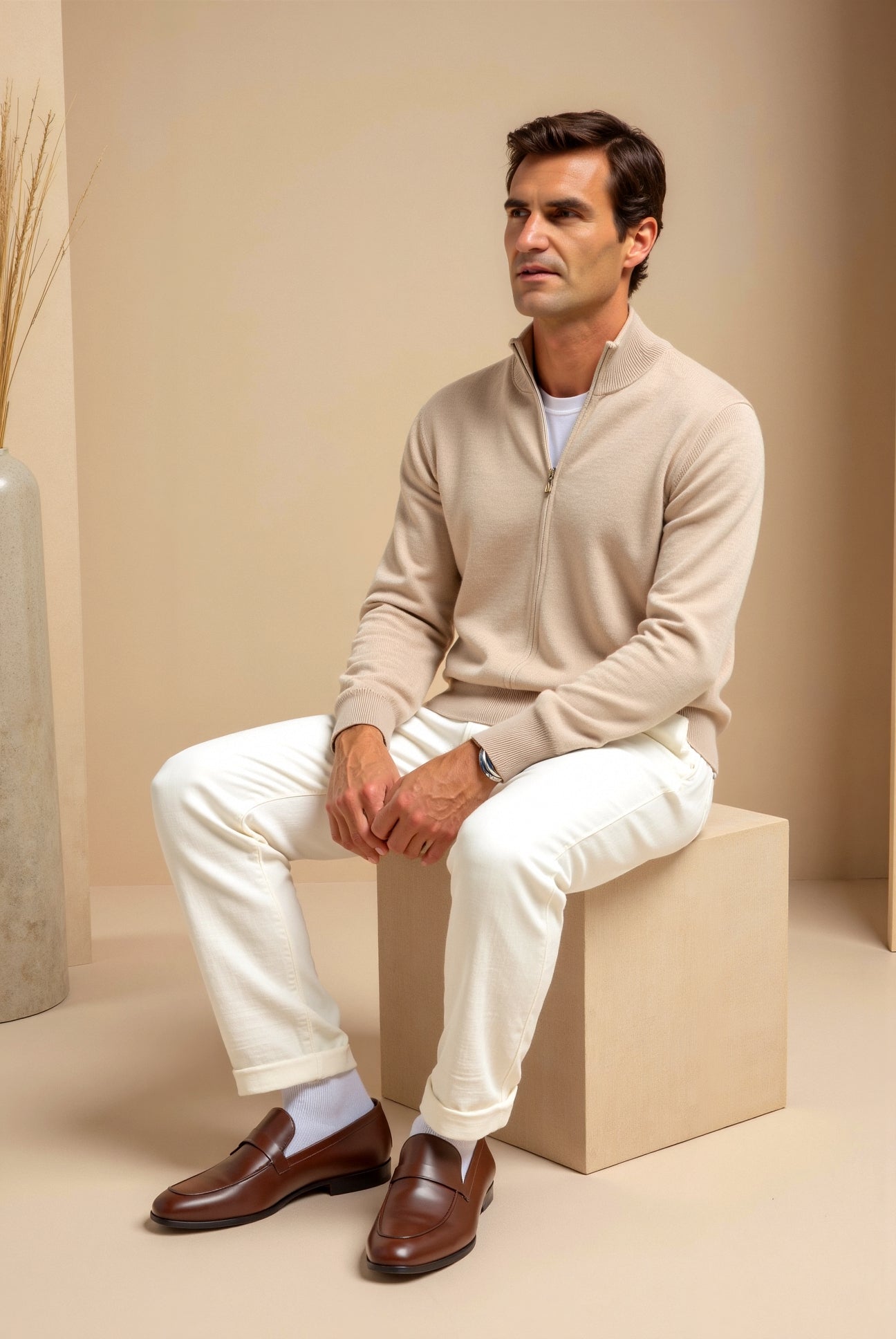 Herren Zipper-Cardigan – Slim Fit aus Baumwolle im Smart Luxury Stil