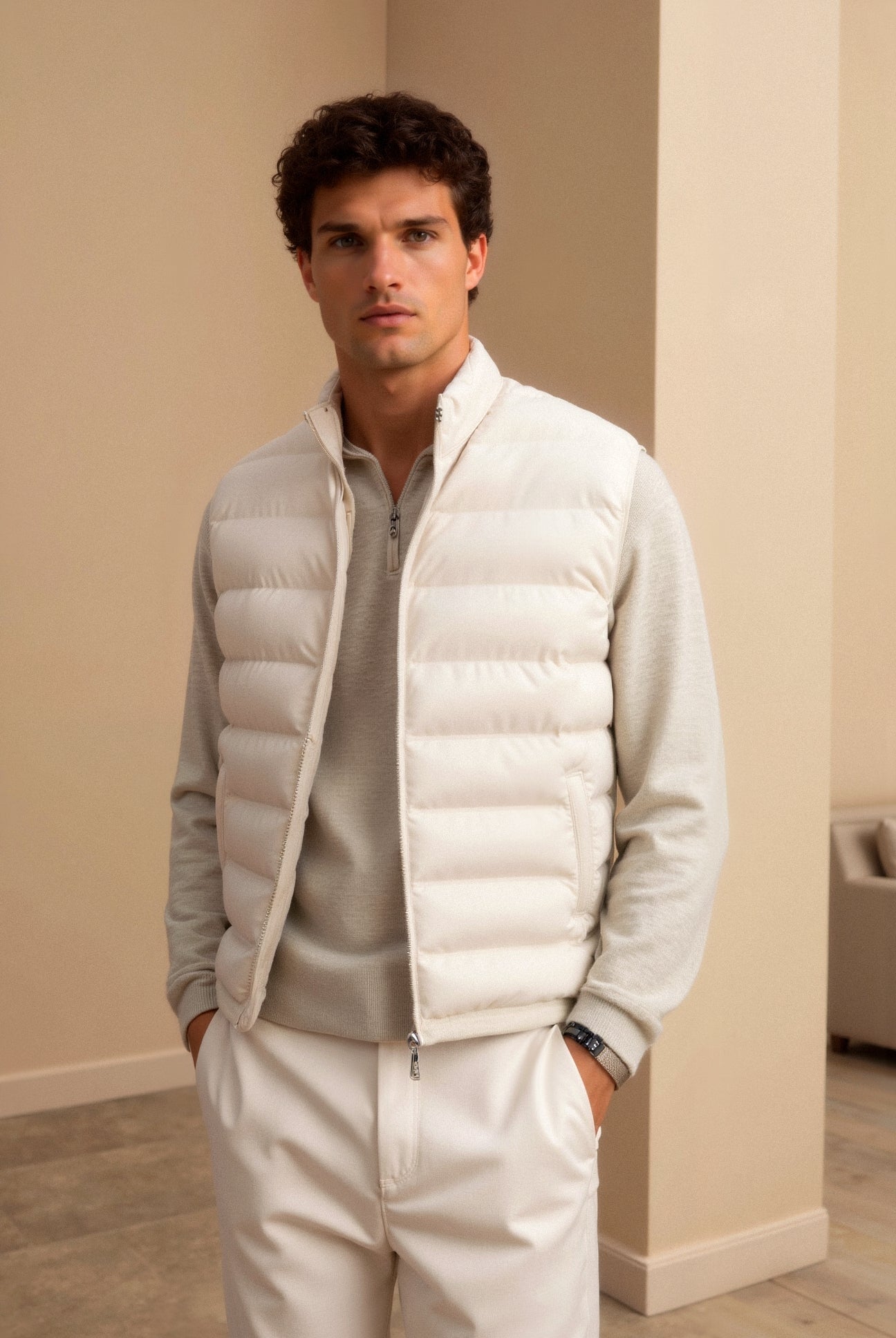 Herren Weste mit Stehkragen – Klassischer Business-Look aus Funktionsmaterial