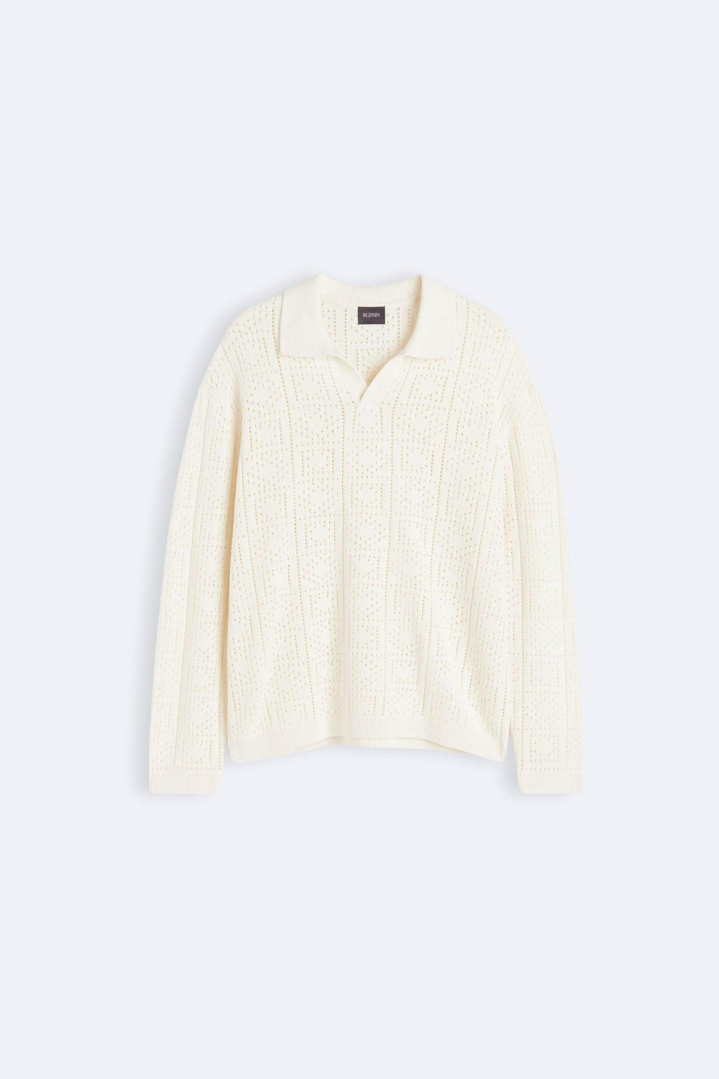 Herren Strickpolo Langarm – Baumwolle mit Struktur im Old Money Stil