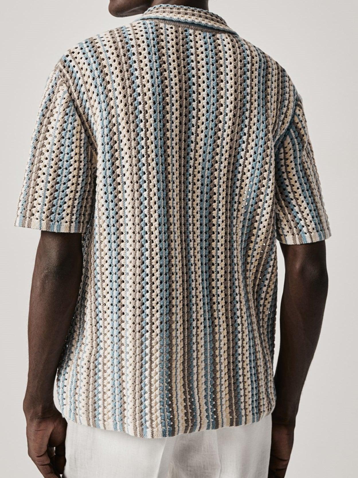 Herren Strickpolo – Lochstruktur & Johnny-Kragen im Old Money Stil