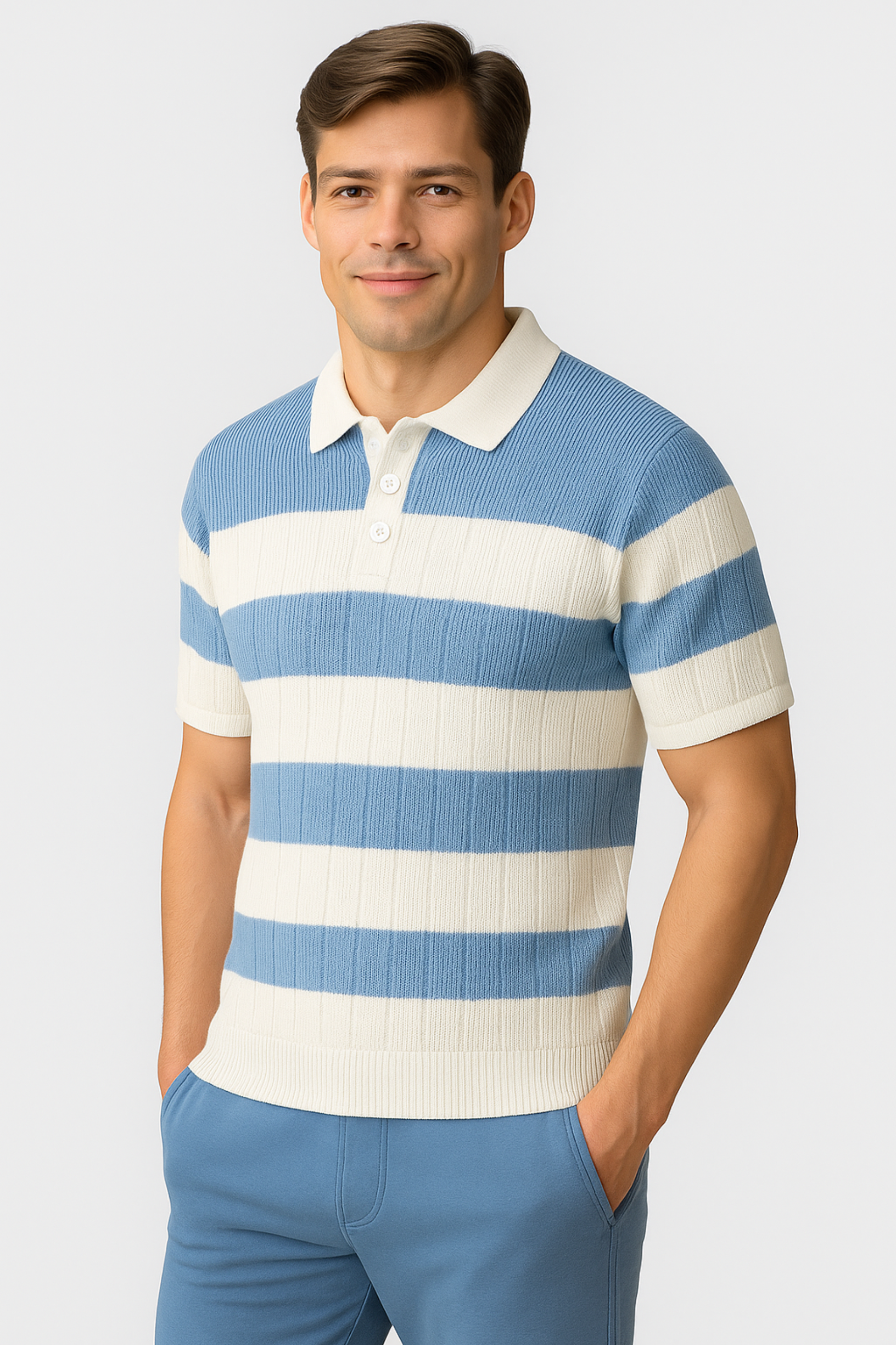 Herren Sommerpolo – Slim Fit mit Colorblock im Old Money Stil