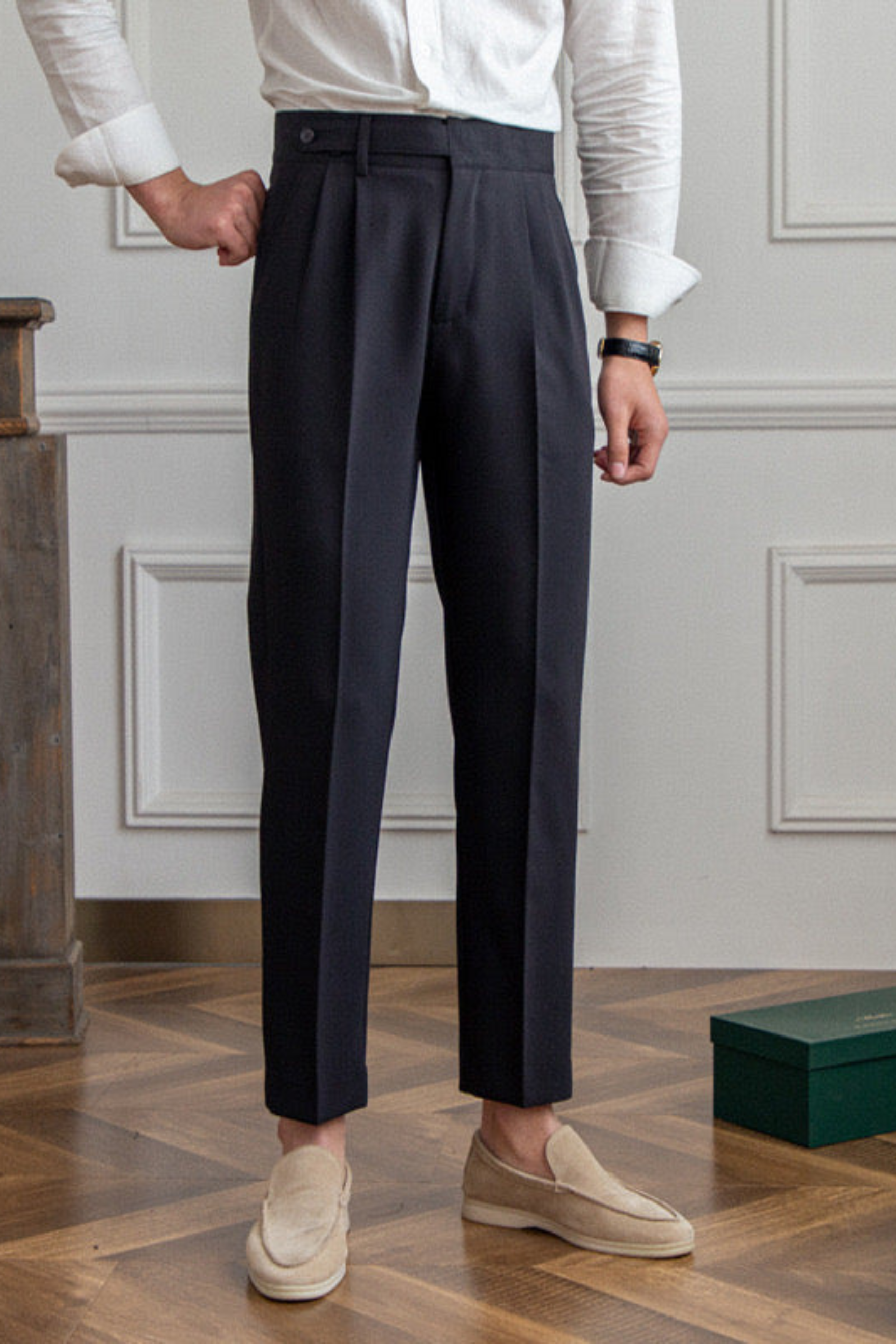 Herren Leinen-Baumwollhose mit Kordelzug – Luftige Sommerhose im Old Money Stil
