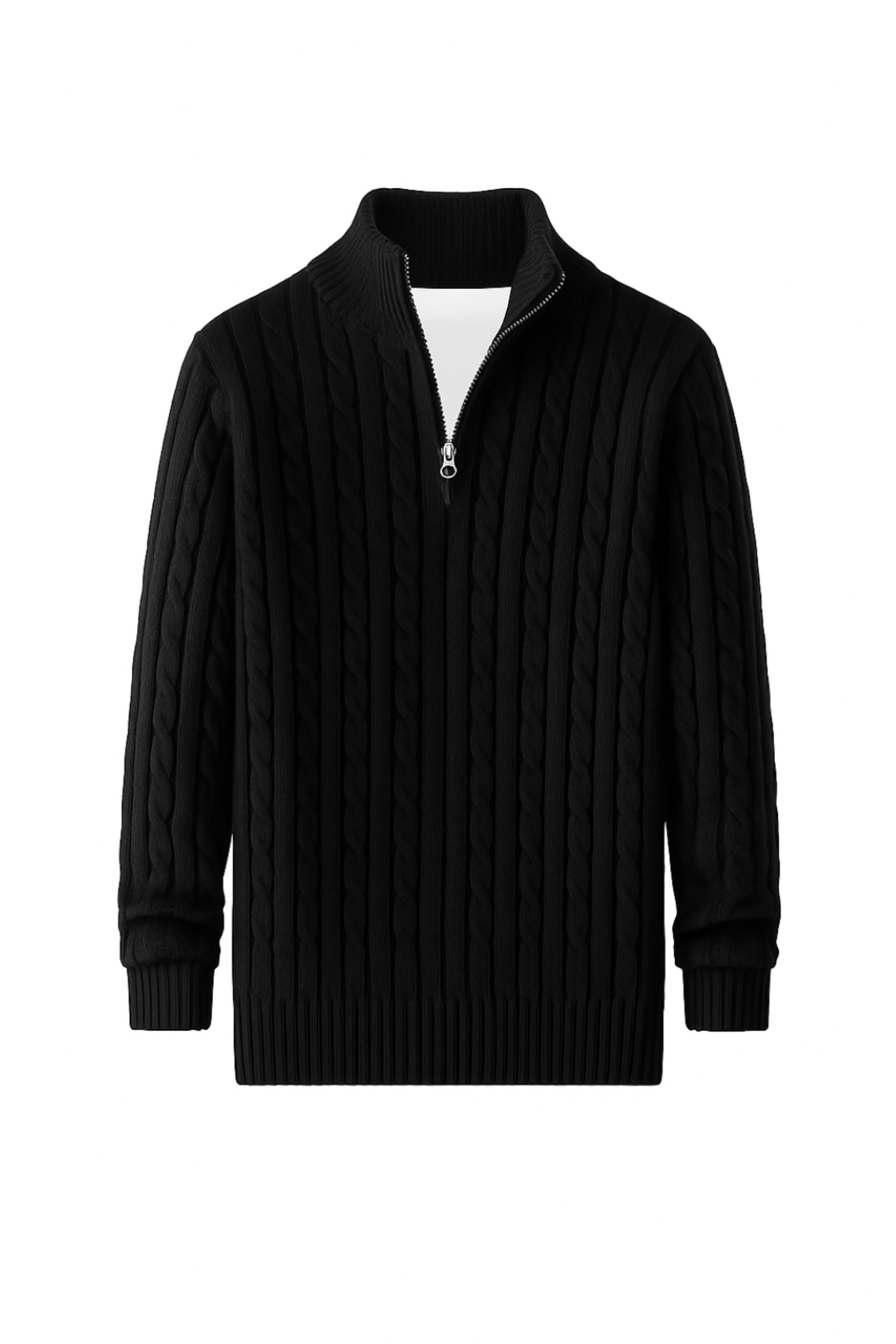 Herren Strickpullover – Halbzip mit Turtleneck-Kragen