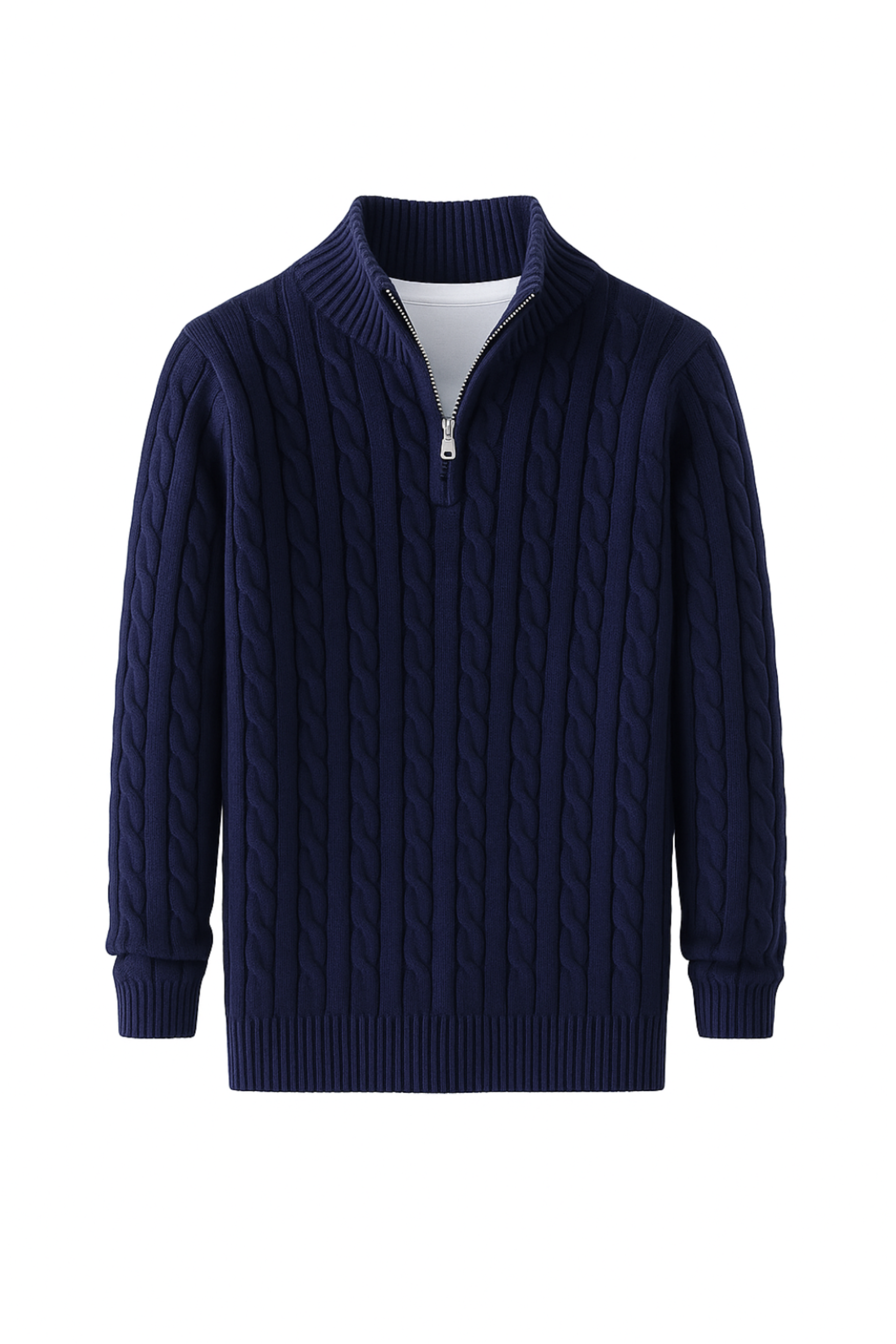 Herren Strickpullover – Halbzip mit Turtleneck-Kragen