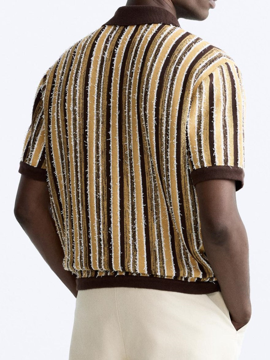 Old Money Strick-Poloshirt mit Knöpfen – Heavy Fit