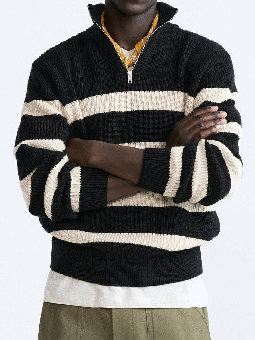 Eleganter gestreifter Pullover aus Wolle von Old Money