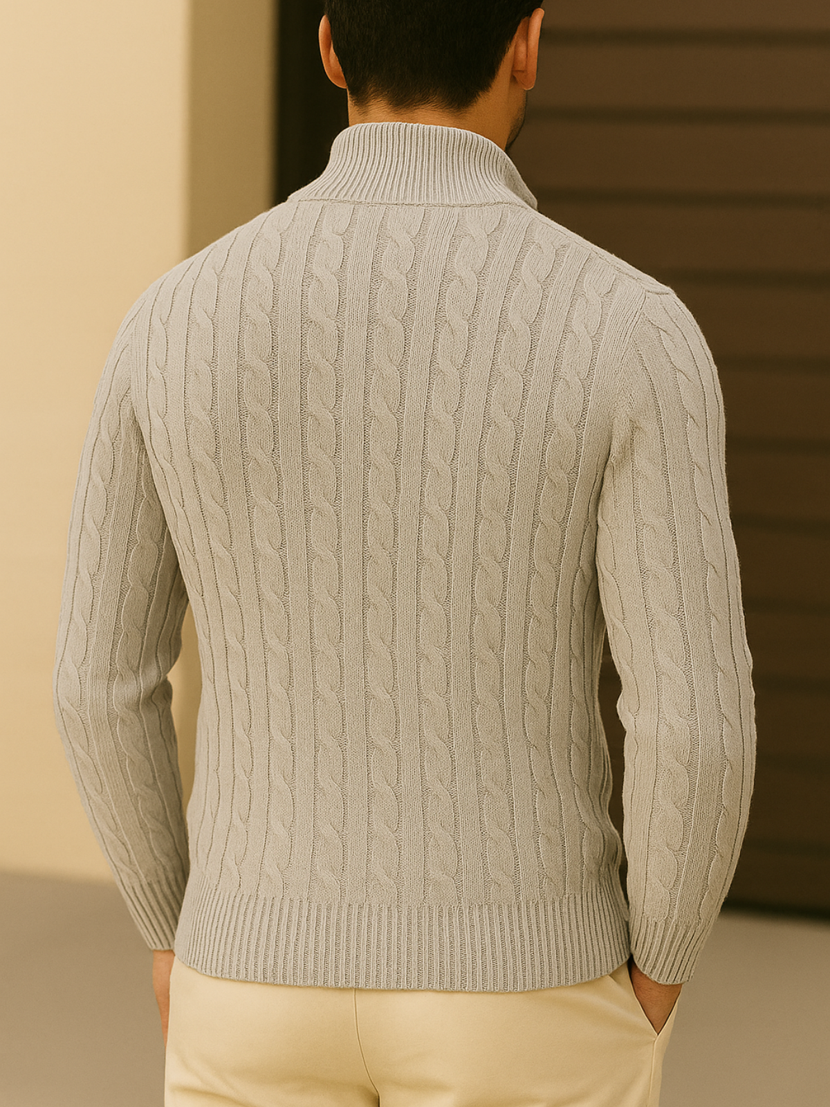 Herren Strickpullover – Halbzip mit Turtleneck-Kragen