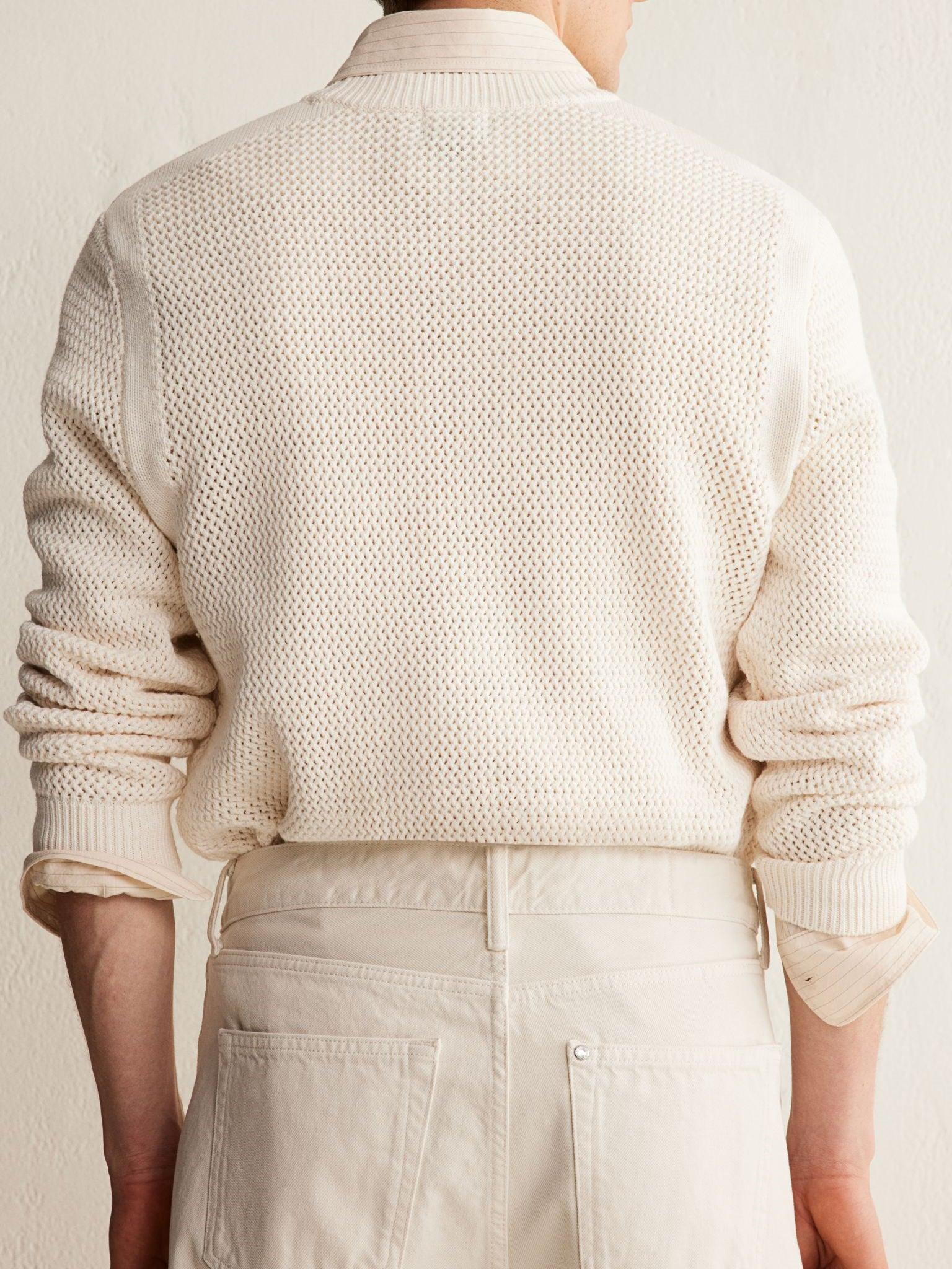 Old Money Premium-Strickpullover aus Baumwolle-Woll-Mix – Creme