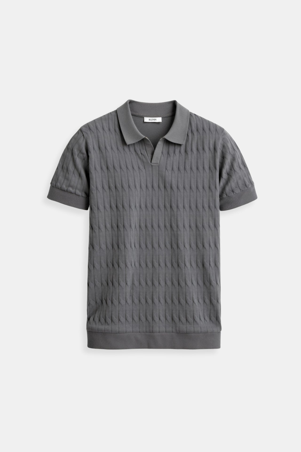 Old Money Premium V-Neck Cable Knit Polo T-Shirt