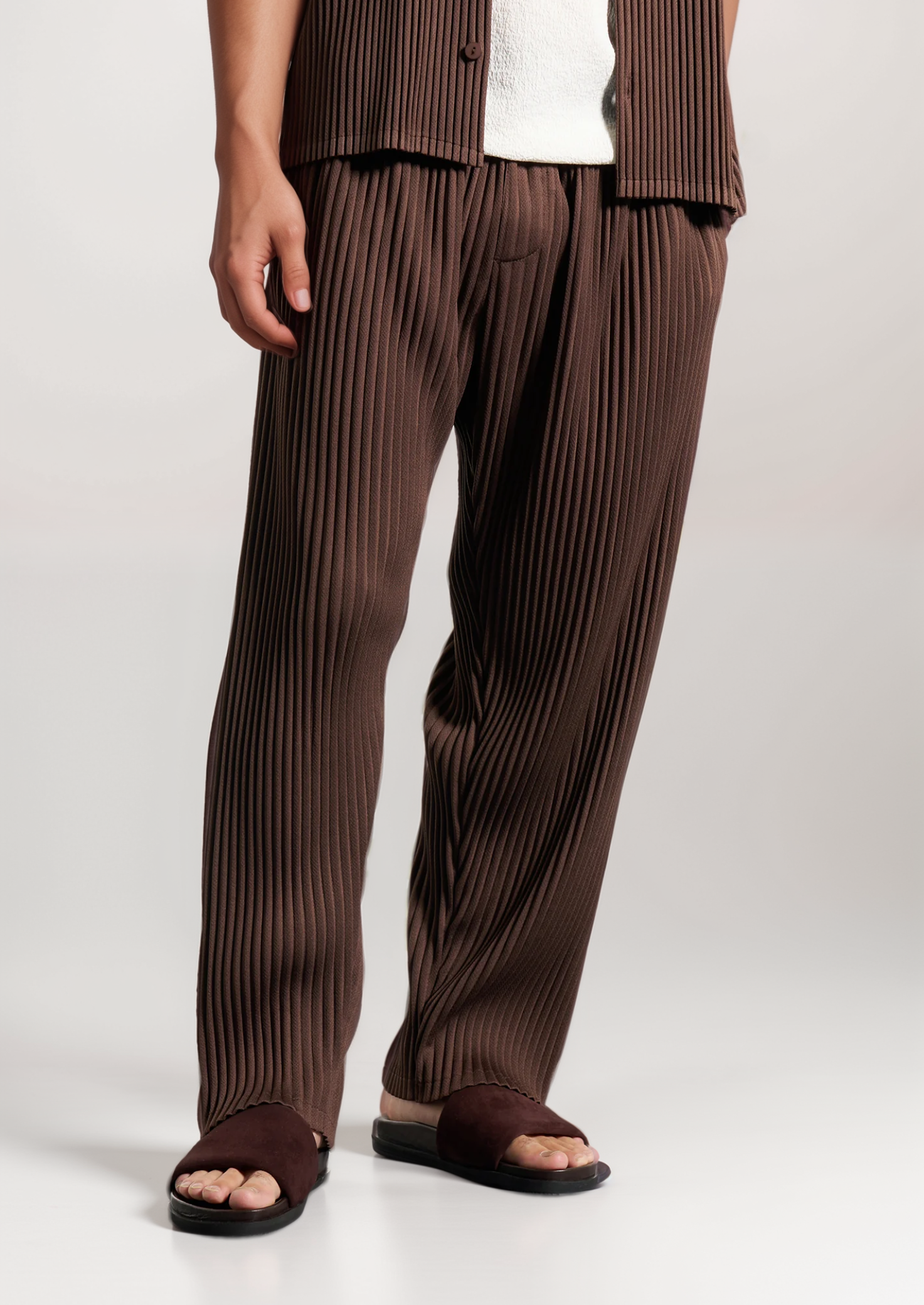 Herren Sommer-Set mit Falten-Top und Hose – Zweiteiliges Outfit aus Baumwollmix