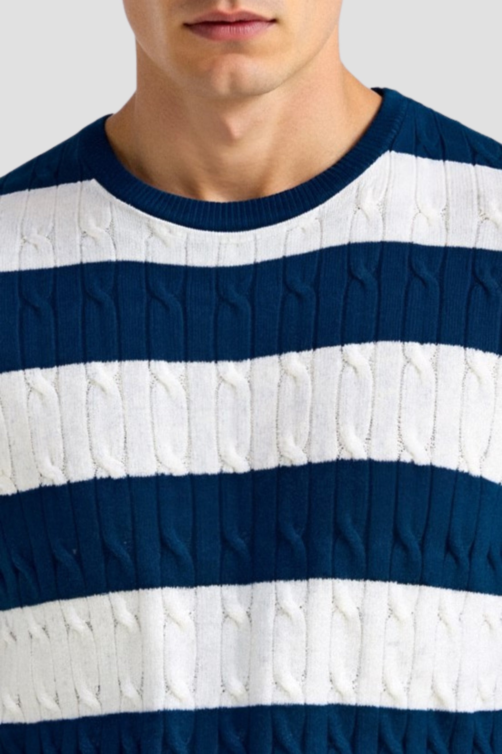 Zopfstrick Rundhals-Shirt