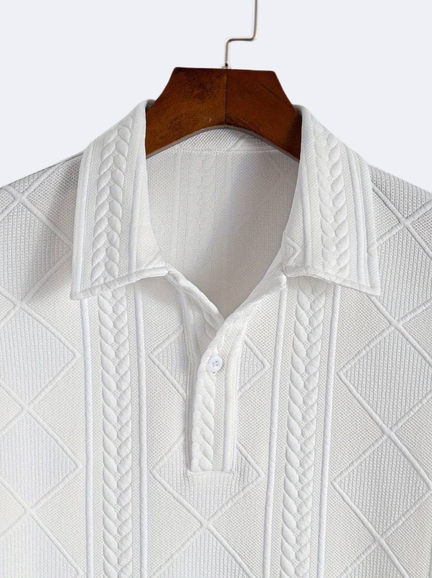 Old Money Men's Solid Color Short Sleeve Pattern Polo Button T-Shirt