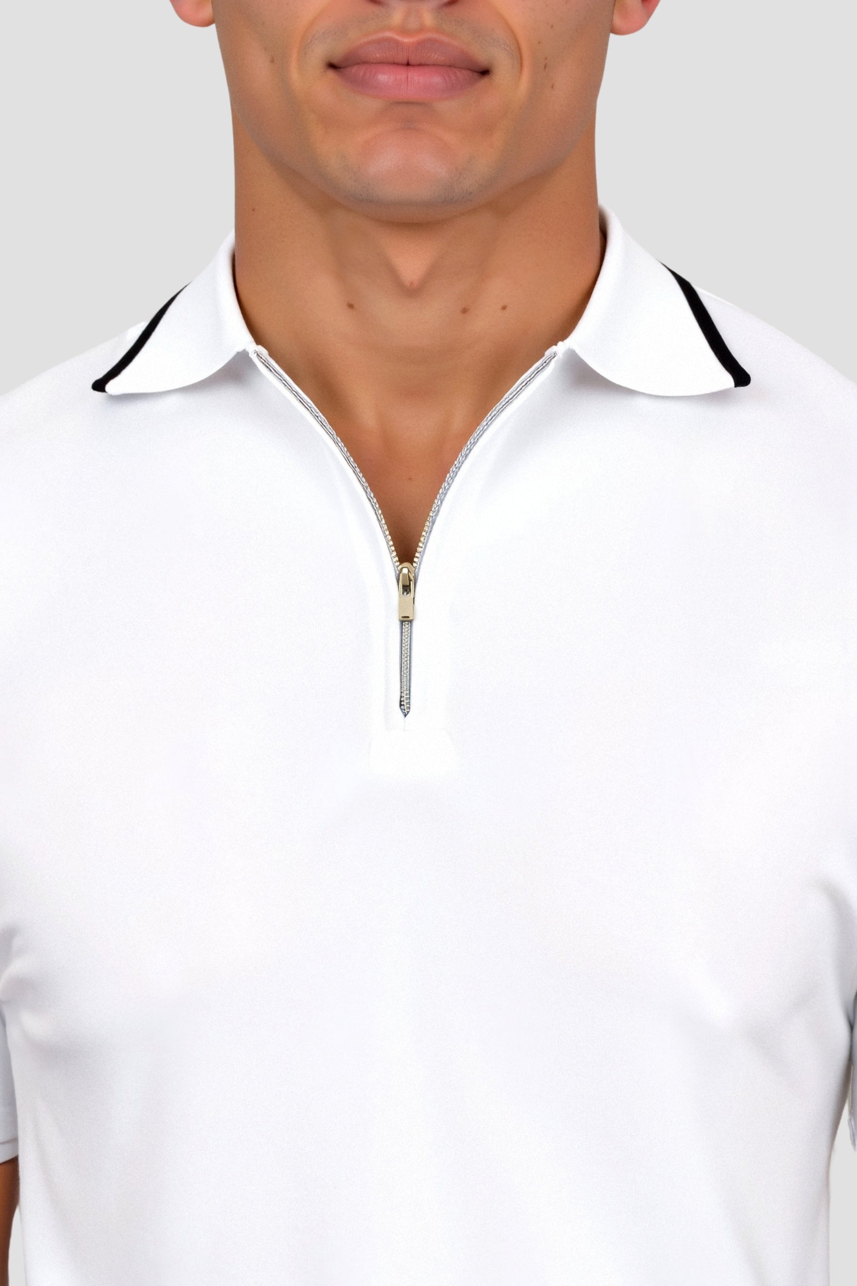 Old Money Color Matching Knitted Quarter Zip Golf Polo T-Shirt