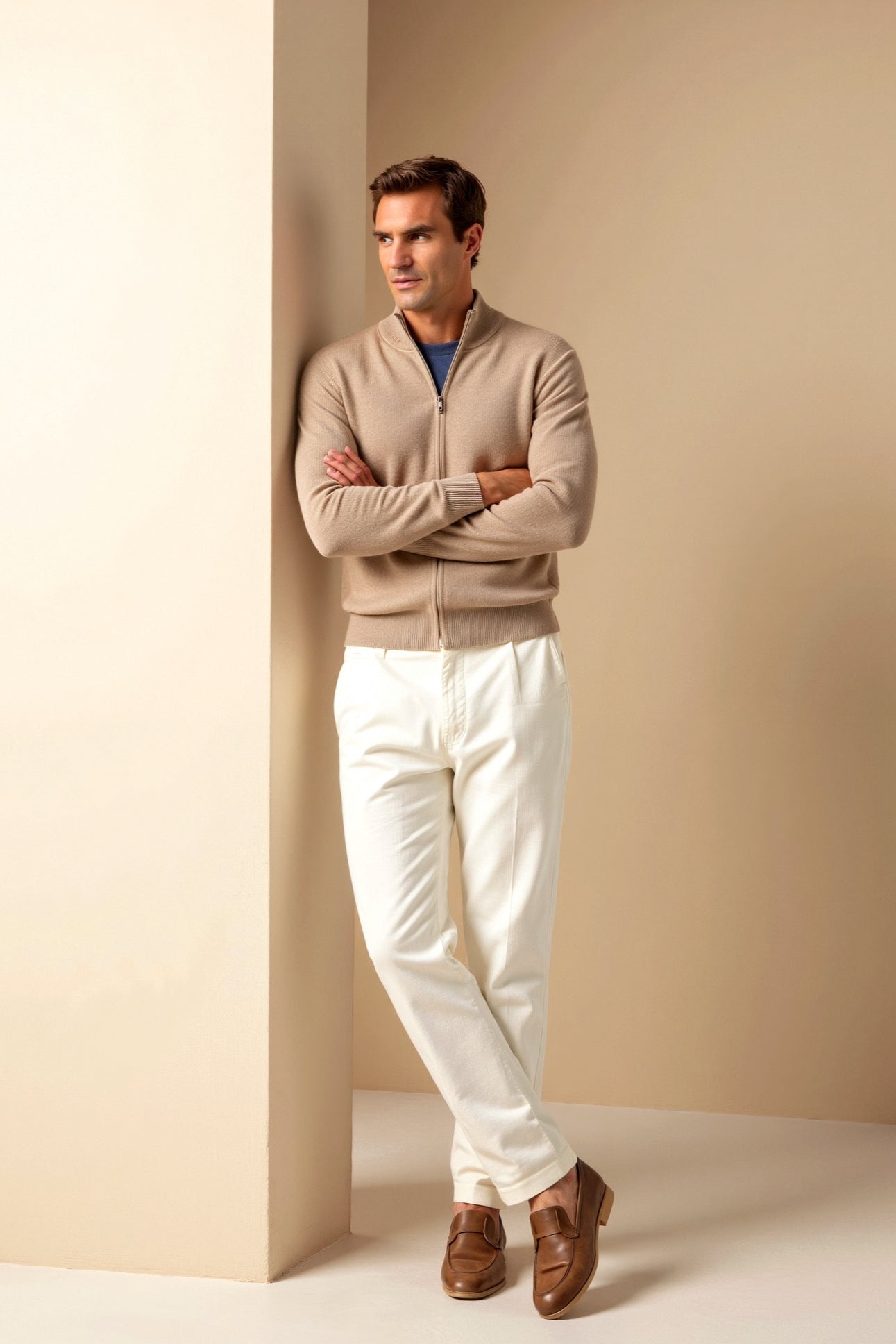 Smart Luxury Slim Fit Elegant Full Zip Cardigan