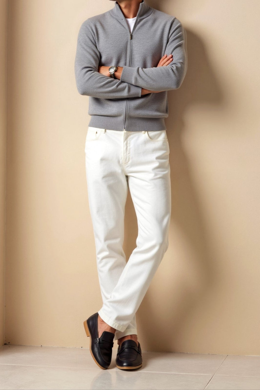 Smart Luxury Slim Fit Elegant Full Zip Cardigan