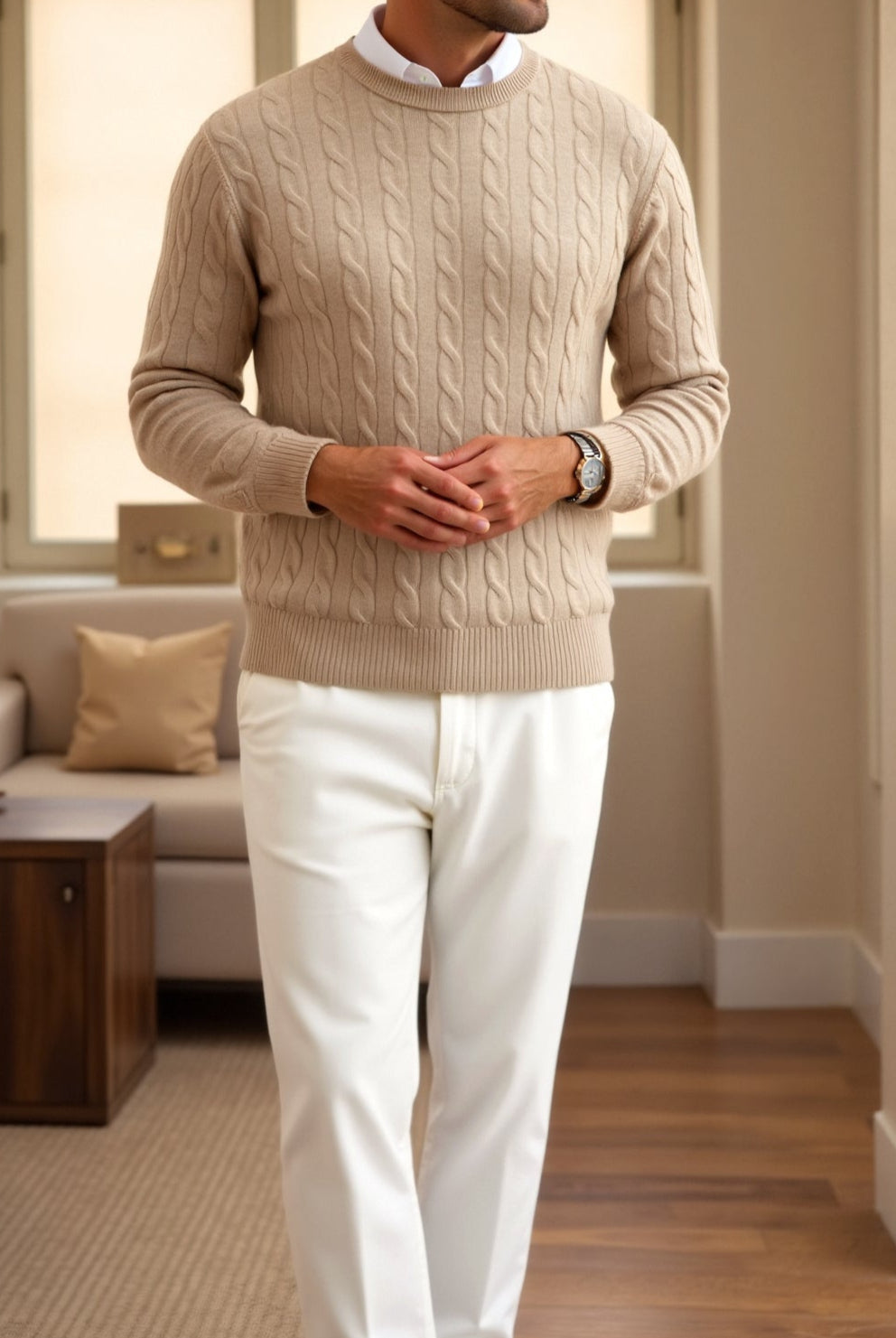 Premium O-neck Cable Knitted Pullover