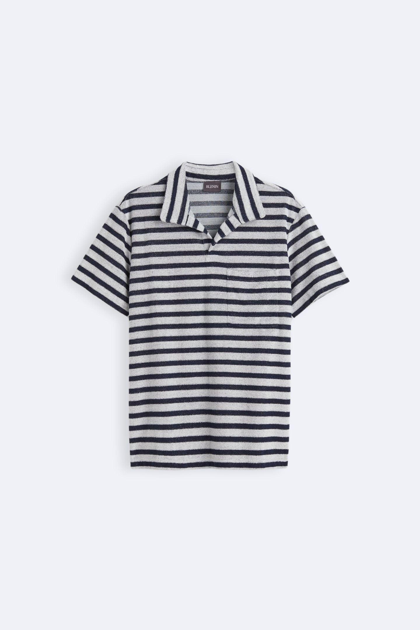 Old Money Navy Frote Striped Light T-Shirt