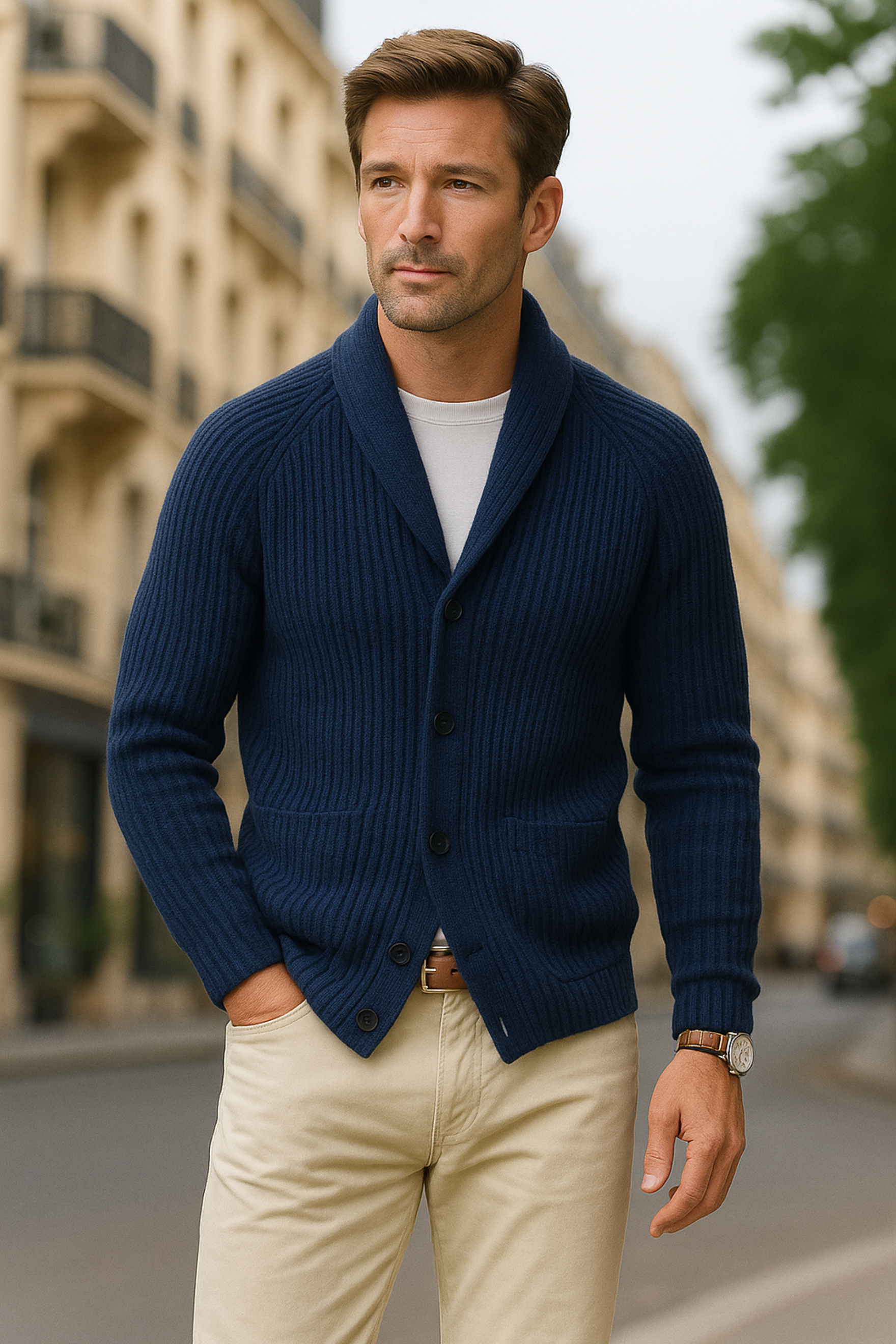 Herren Strickjacke mit Reißverschluss – Klassischer Cardigan aus Baumwollmischung