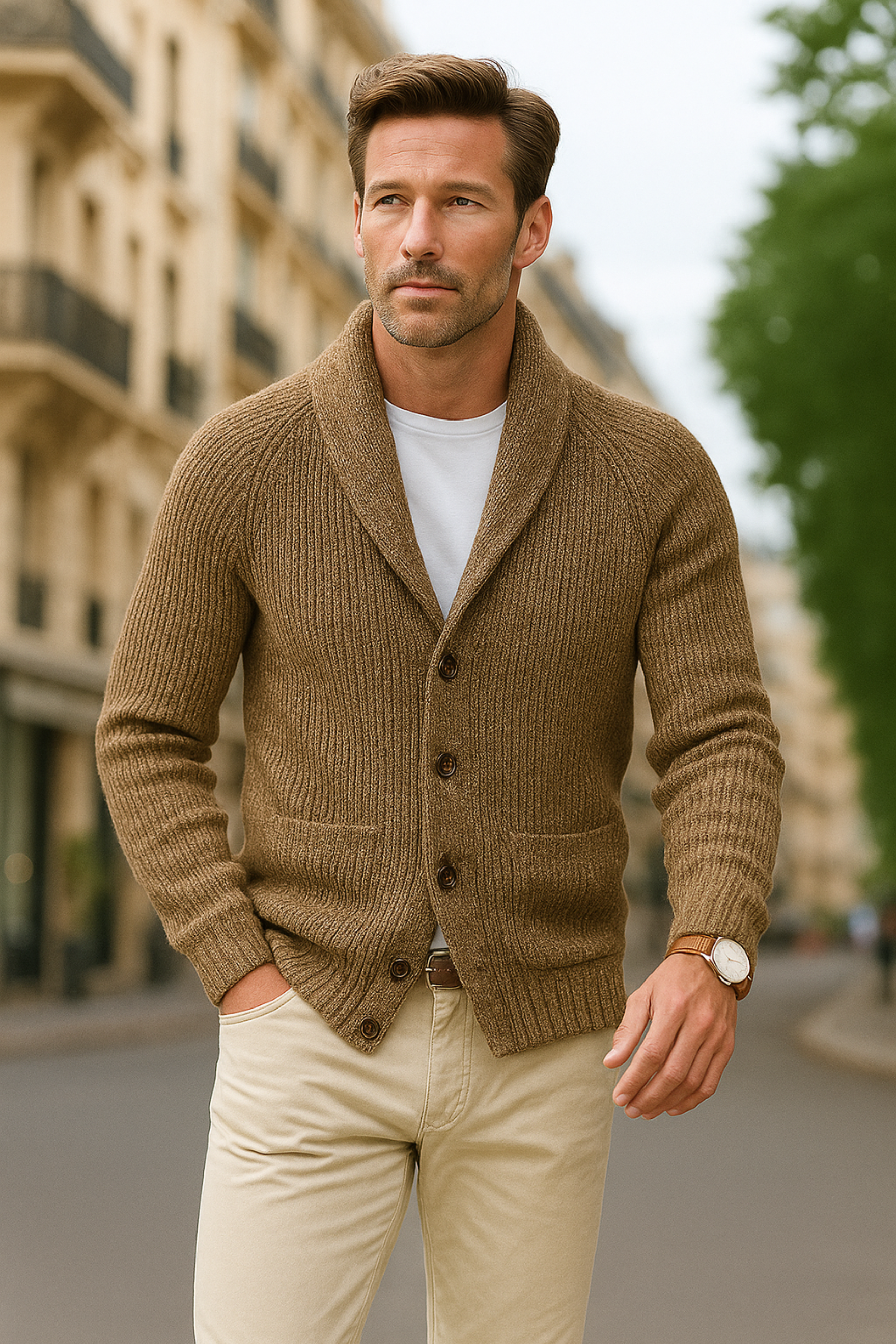 Herren Strickjacke mit Reißverschluss – Klassischer Cardigan aus Baumwollmischung