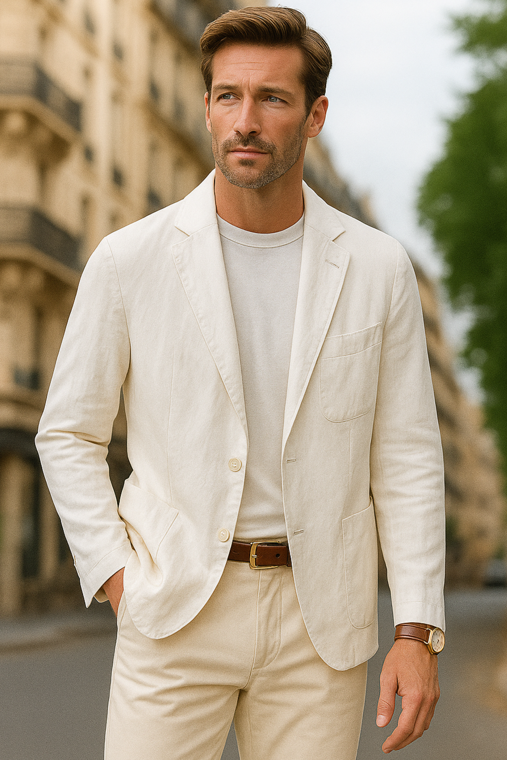 LUXVERE Herren Leinenblazer – Sommerjacke für Business & Freizeit