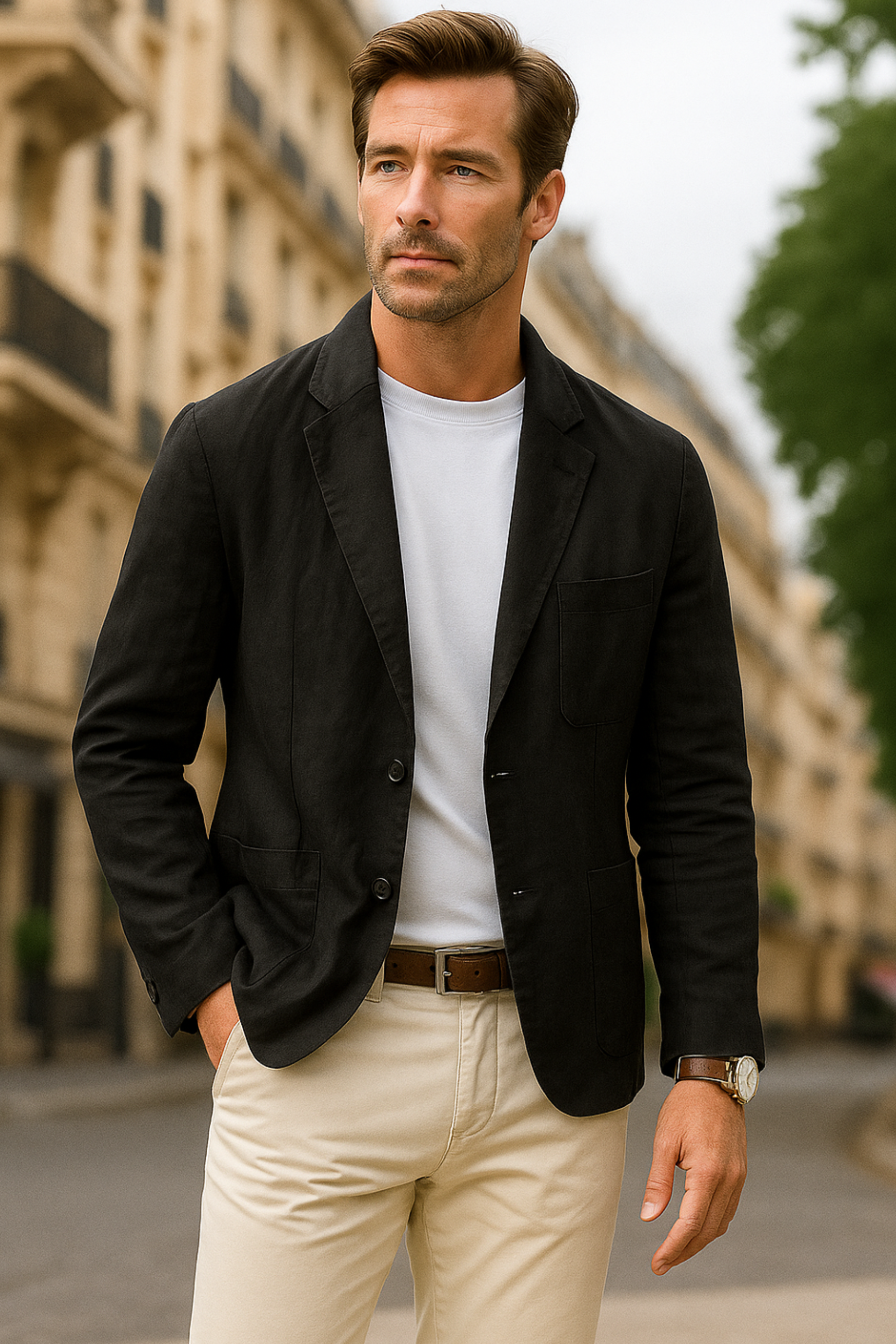 LUXVERE Herren Leinenblazer – Sommerjacke für Business & Freizeit
