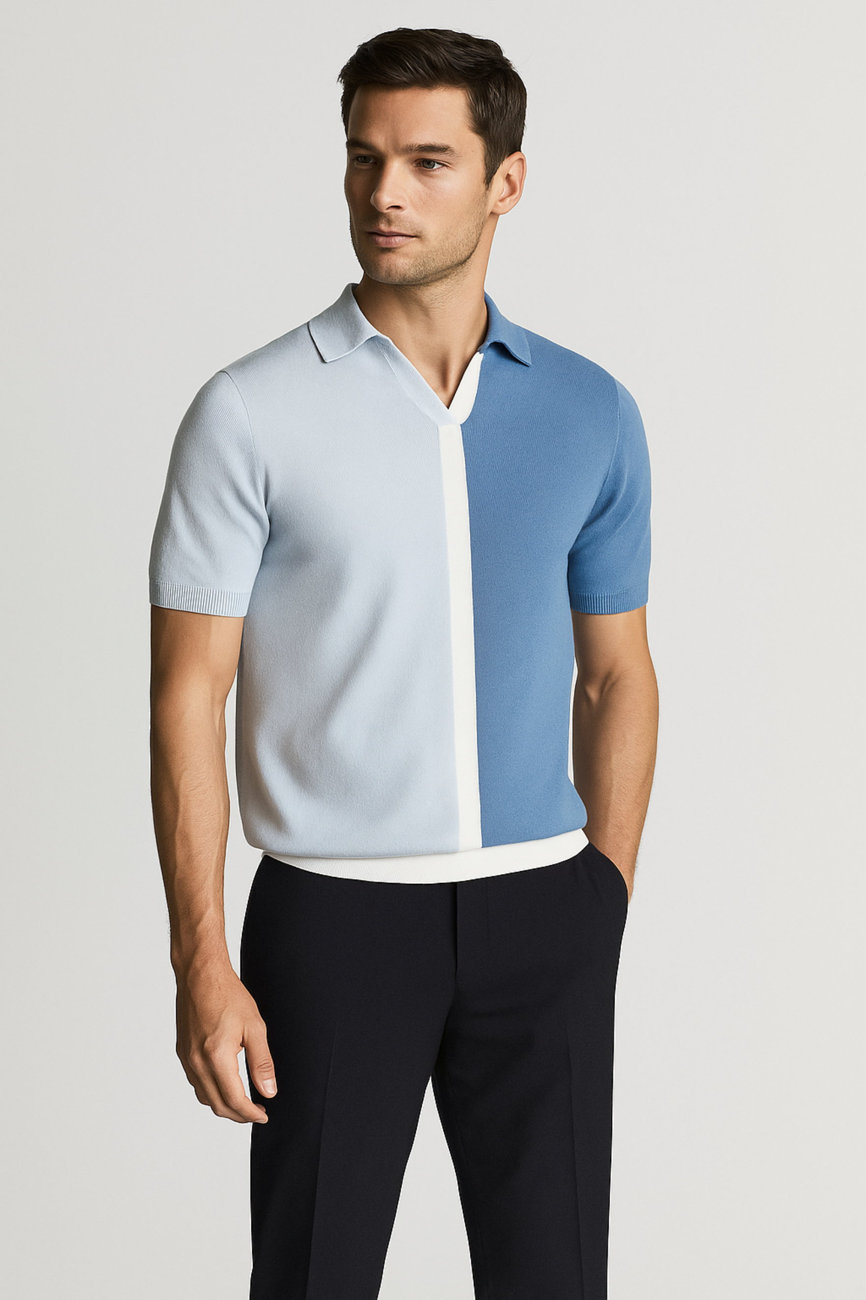 Zweifarbiges Strickpolo für Herren – Stilvolle Eleganz trifft auf modernen Komfort