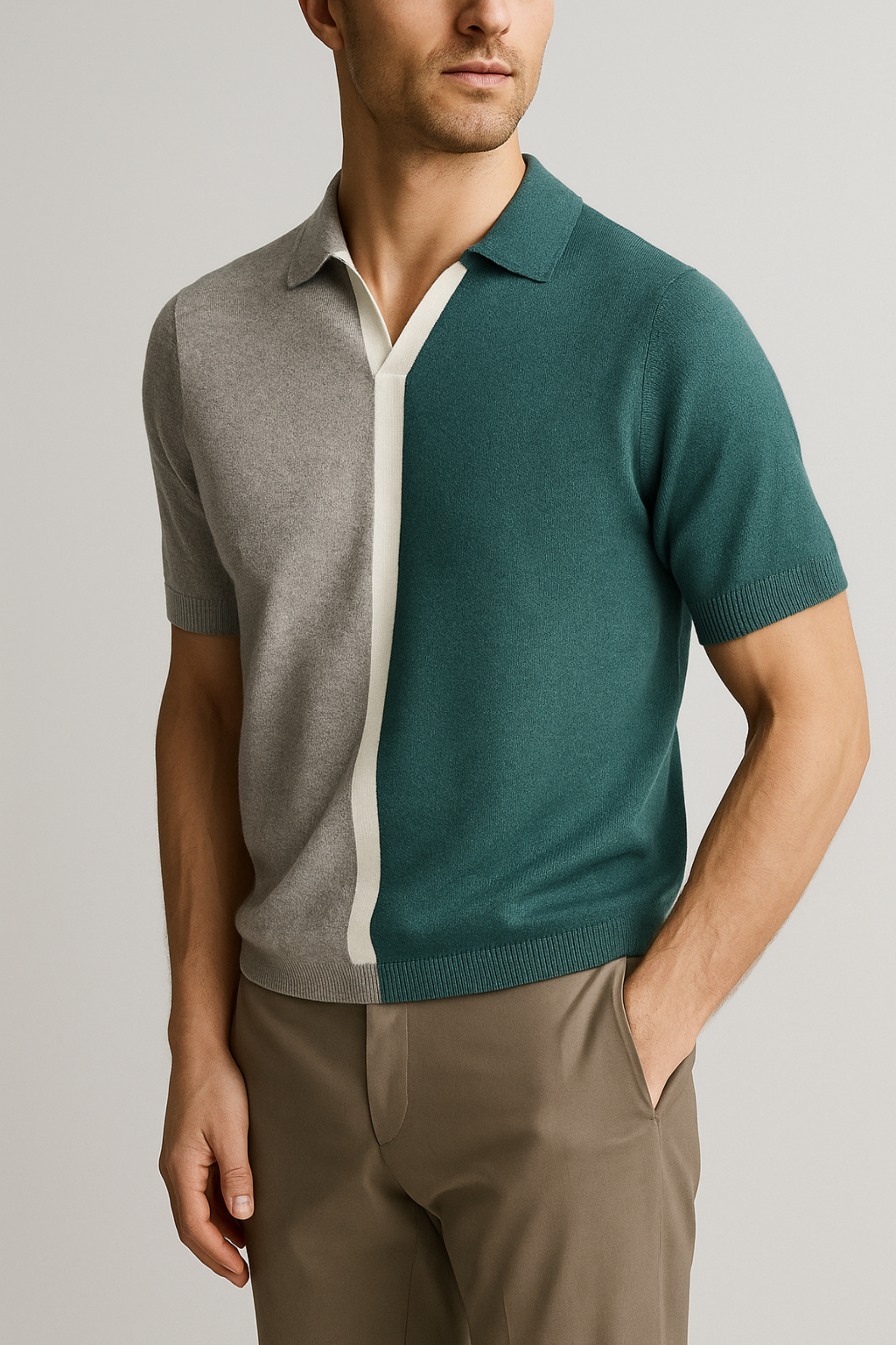 Zweifarbiges Strickpolo für Herren – Stilvolle Eleganz trifft auf modernen Komfort